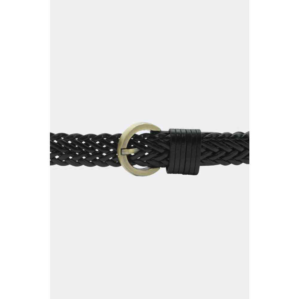 Voodoo Vixen - Round Buckle Plaited Leather Taillengürtel - Schwarz